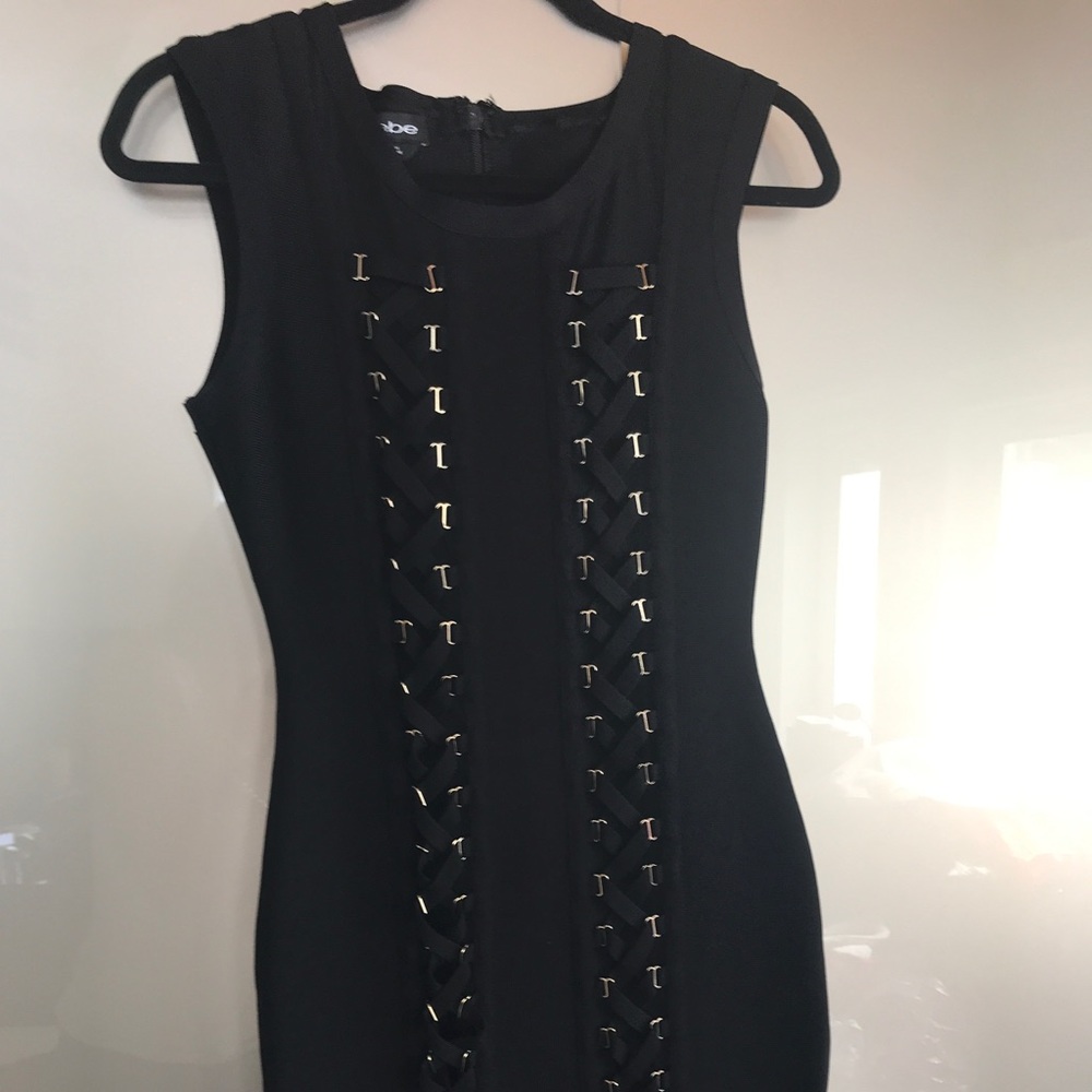 Bebe black dress. Wear ones. Lace in front.